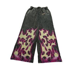Chew Forever Pink Flame Sweatpants in Grey